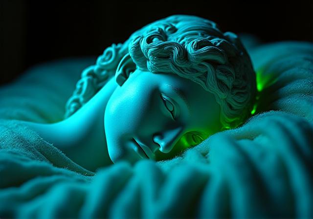 Ancient marble sculpture style representation of sleep and comfort